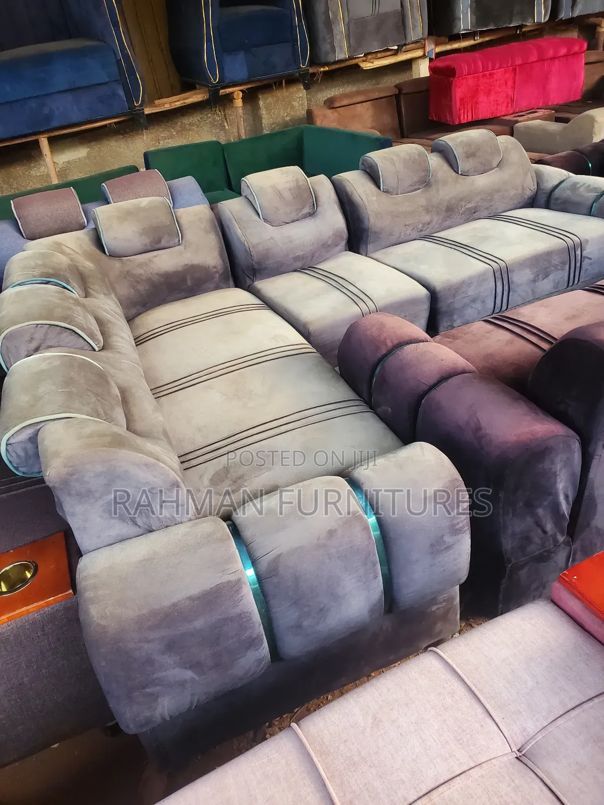 Six Seater Sofa With Silver