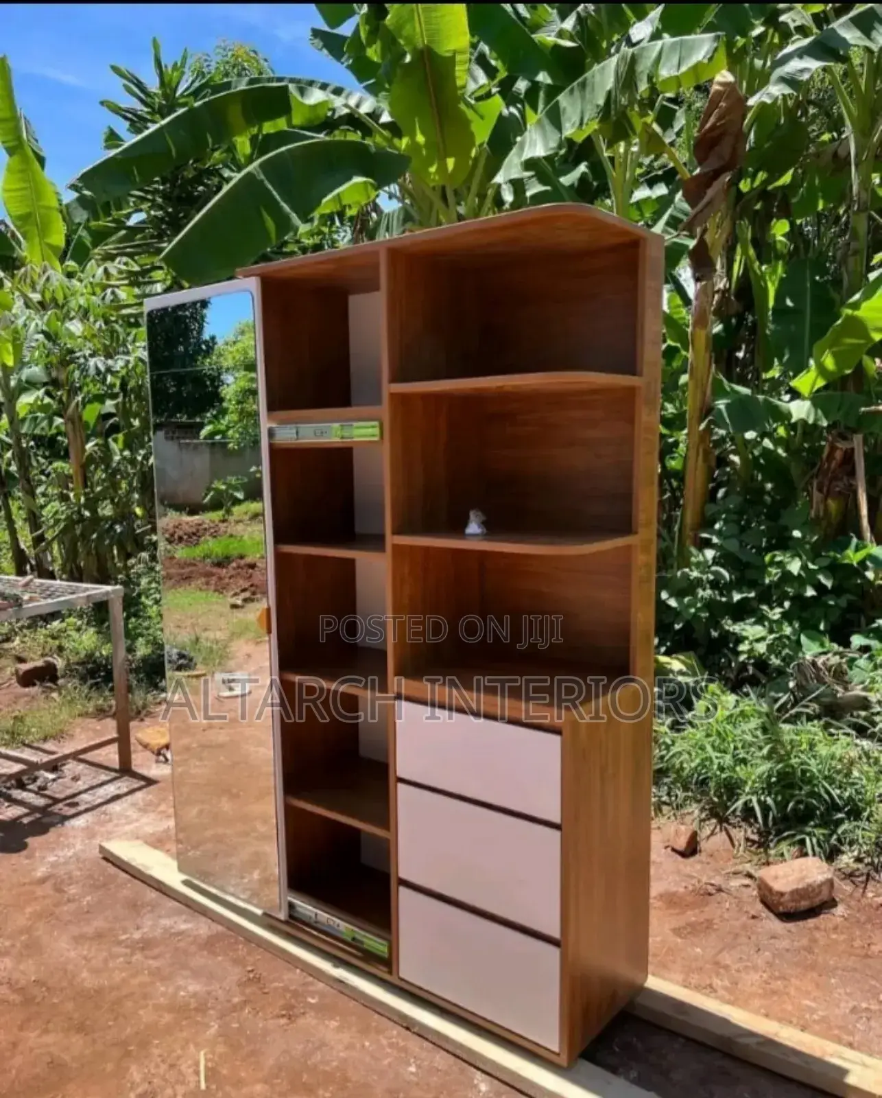 Brown Closet With Sliding Door