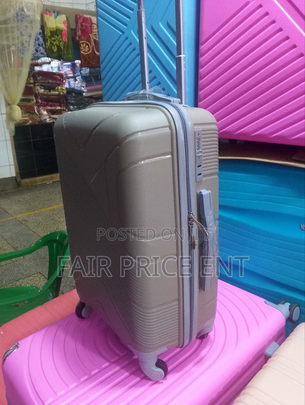 Classy Pure Rubber Plastic Suitcase. Medium.( Gray)