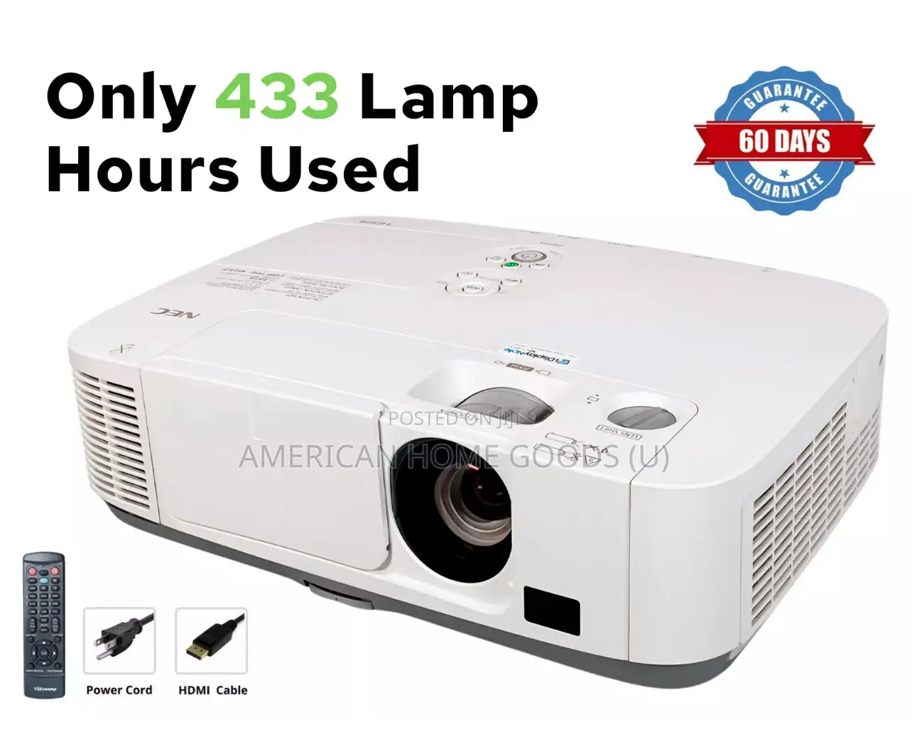 Nec P401w 3lcd Projector 4000 Lumens Hd 1080i Hdmi, 240volts