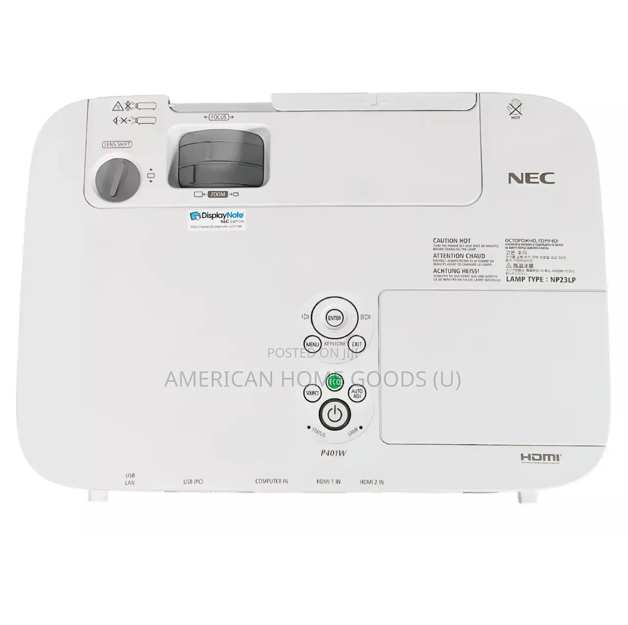 Nec P401w 3lcd Projector 4000 Lumens Hd 1080i Hdmi, 240volts