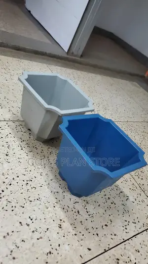 Square Plastic Flower Pots Gray and Blue