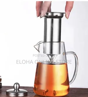 950ml Transparent Round Glass Tea Kettle With Strainer