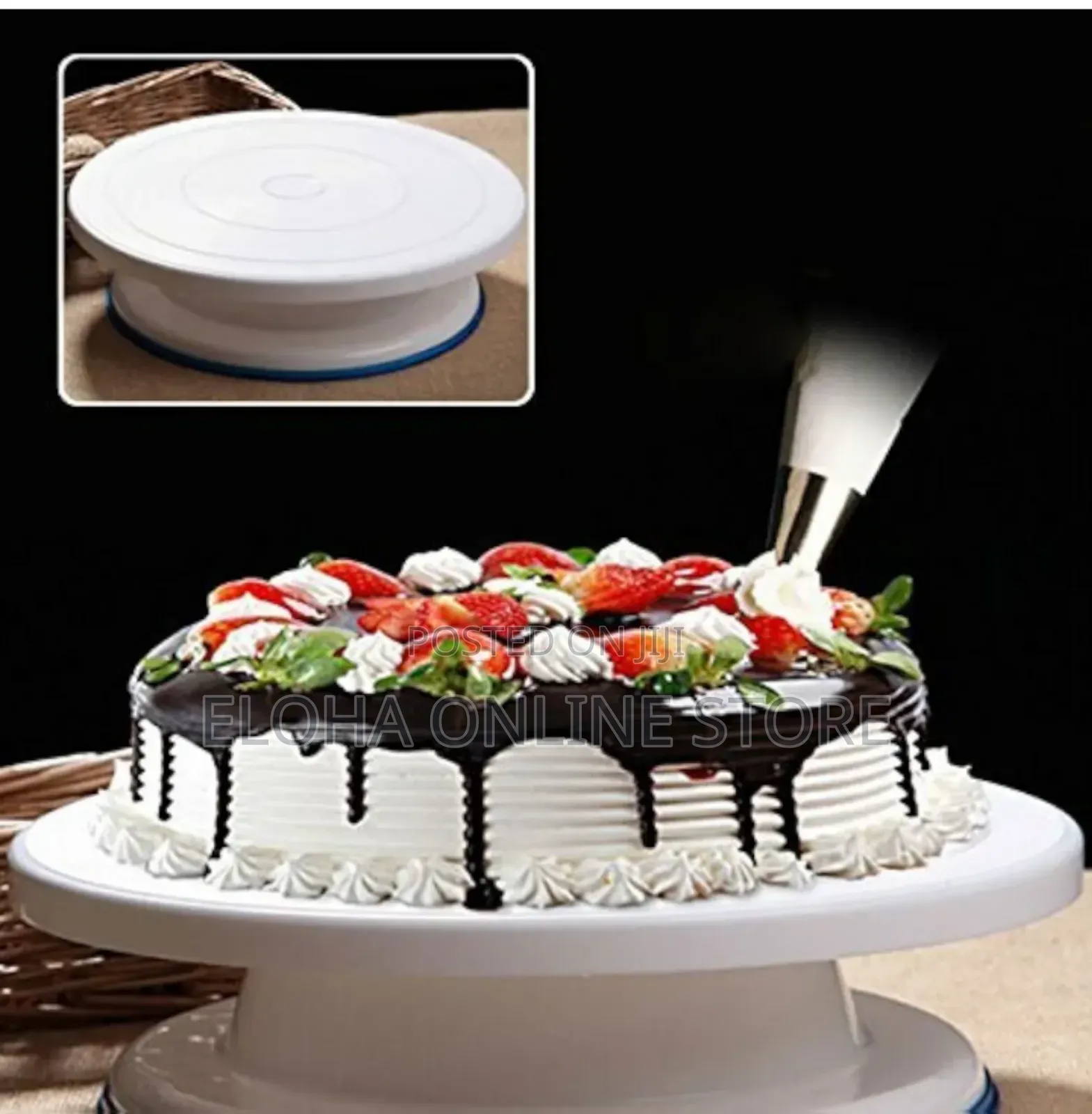 White 28cm Plastic Cake Turntable Rotating Decorating Stand