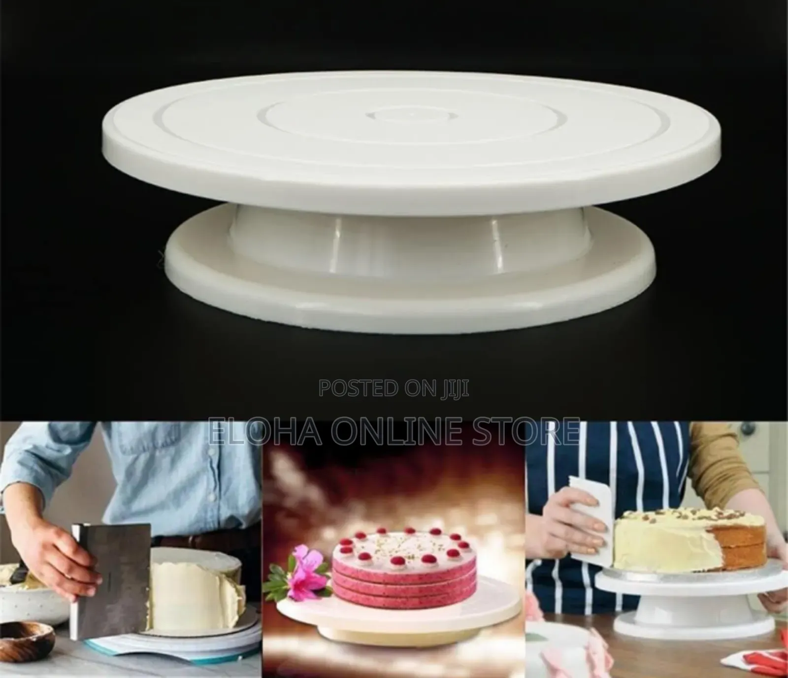 White 28cm Plastic Cake Turntable Rotating Decorating Stand