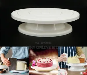 White 28cm Plastic Cake Turntable Rotating Decorating Stand
