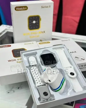 W26 Pro Max Smartwatch Series 8 Combo With Airpods, Watch - Black