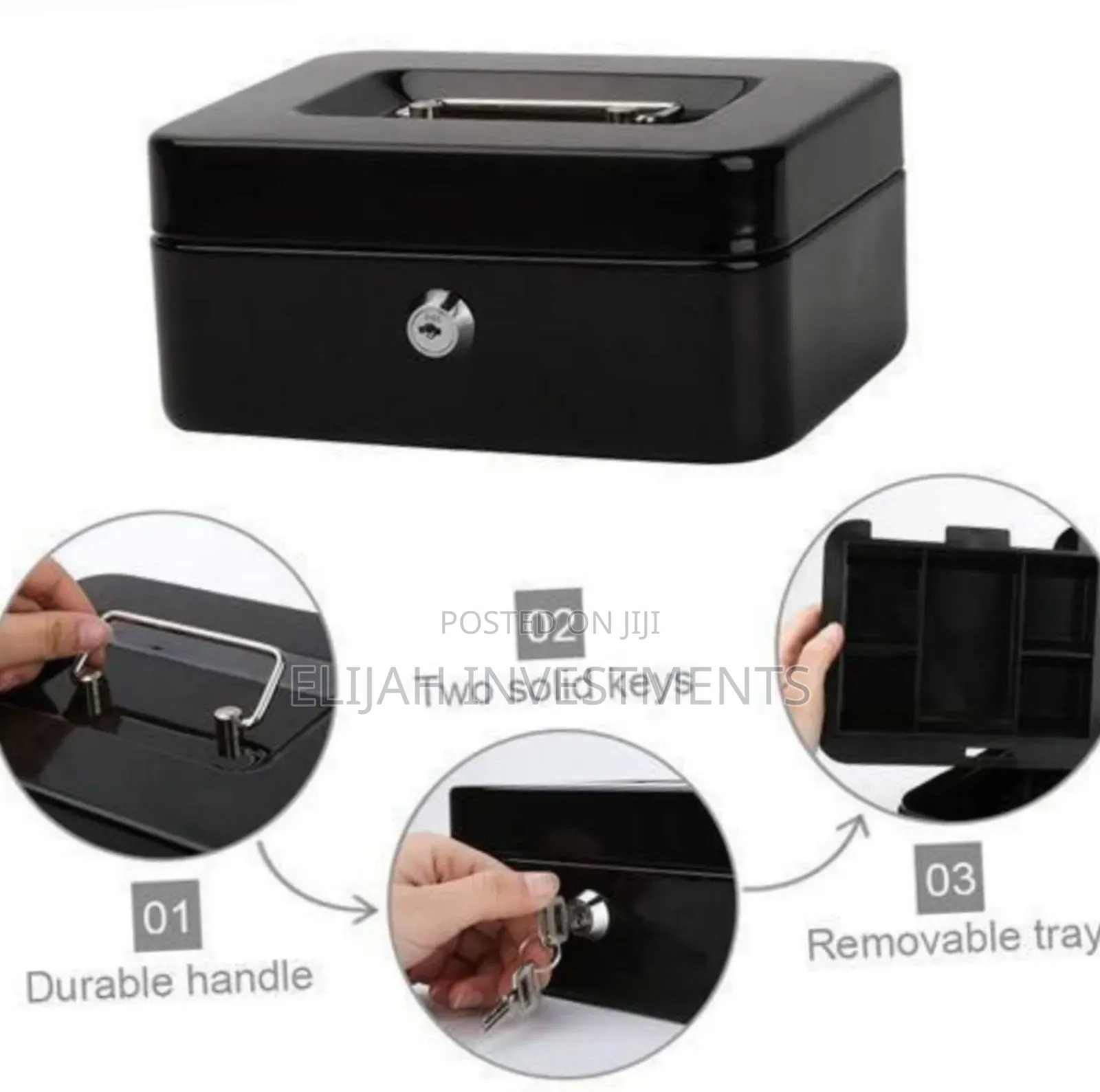 Cash Box With Coin Separator Tray-mult Colour