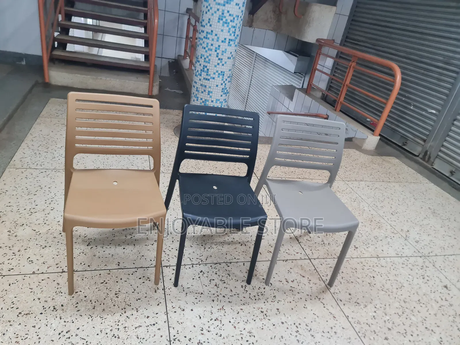 Plastic Chairs Armless Black