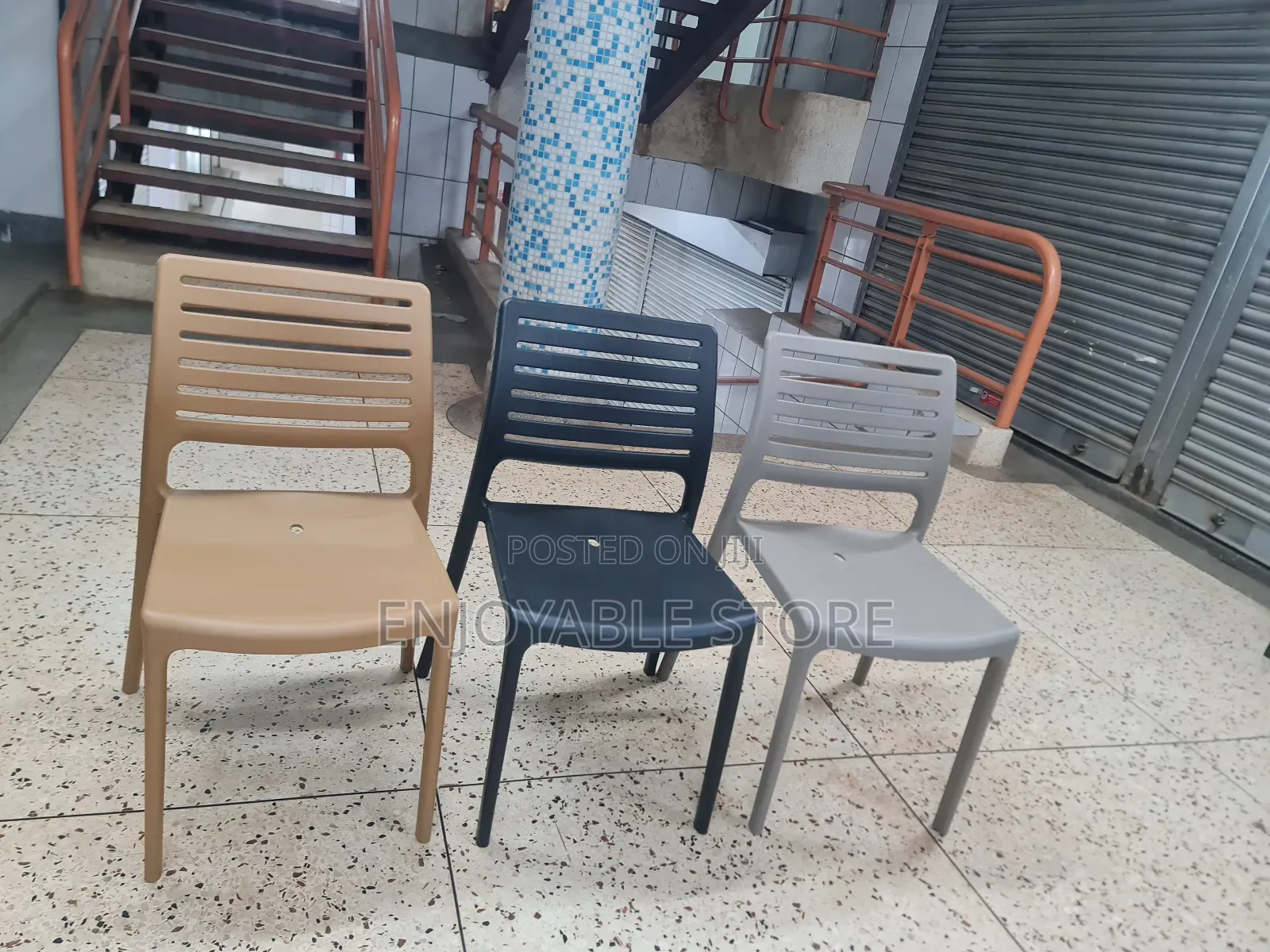 Plastic Chairs Armless Black