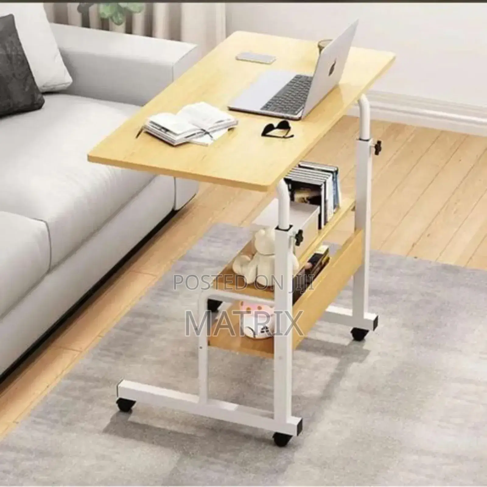 Adjustable Overbed Mobile Computer Work Table Workstation