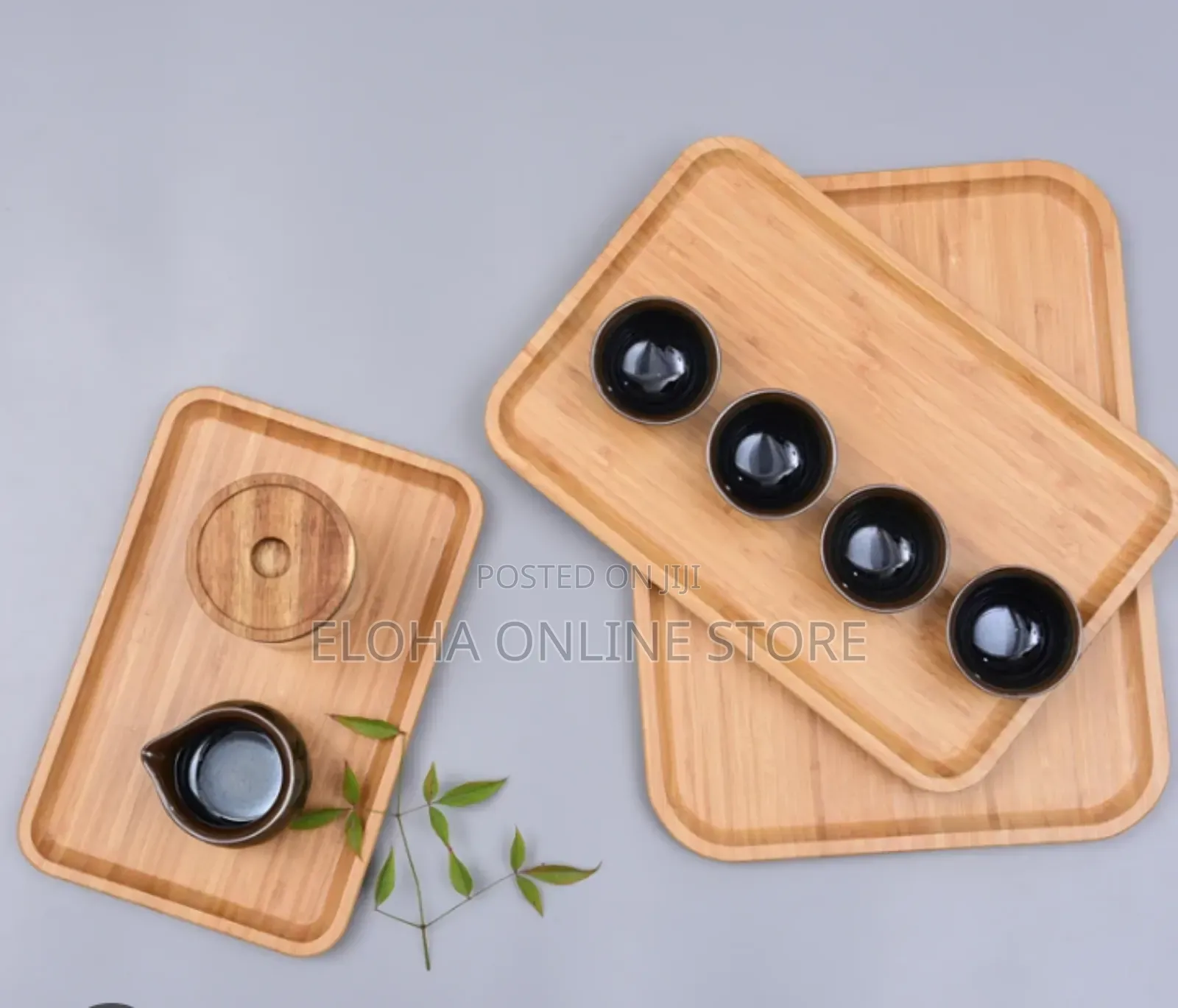 3 Pieces Rectangle Bamboo Tray