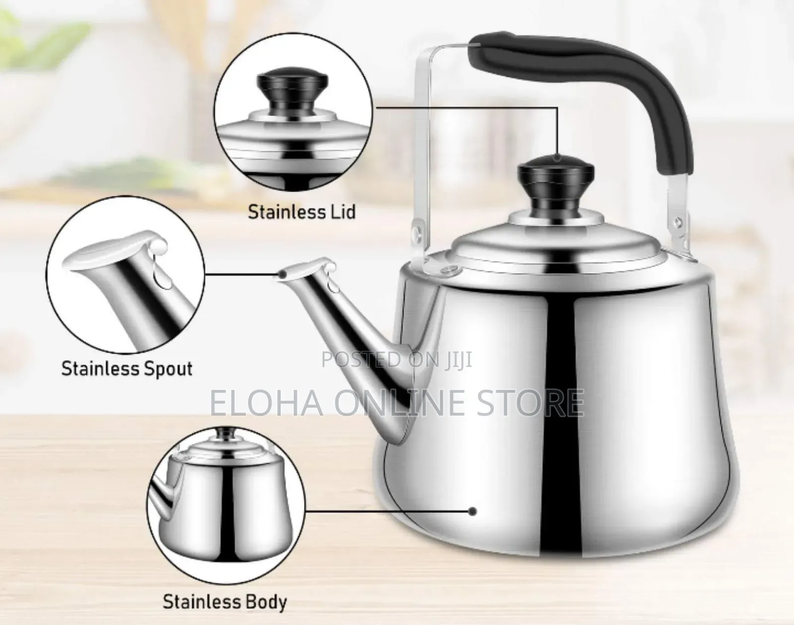 Durable 5 Litres Whistling Stainless Steel Kettle