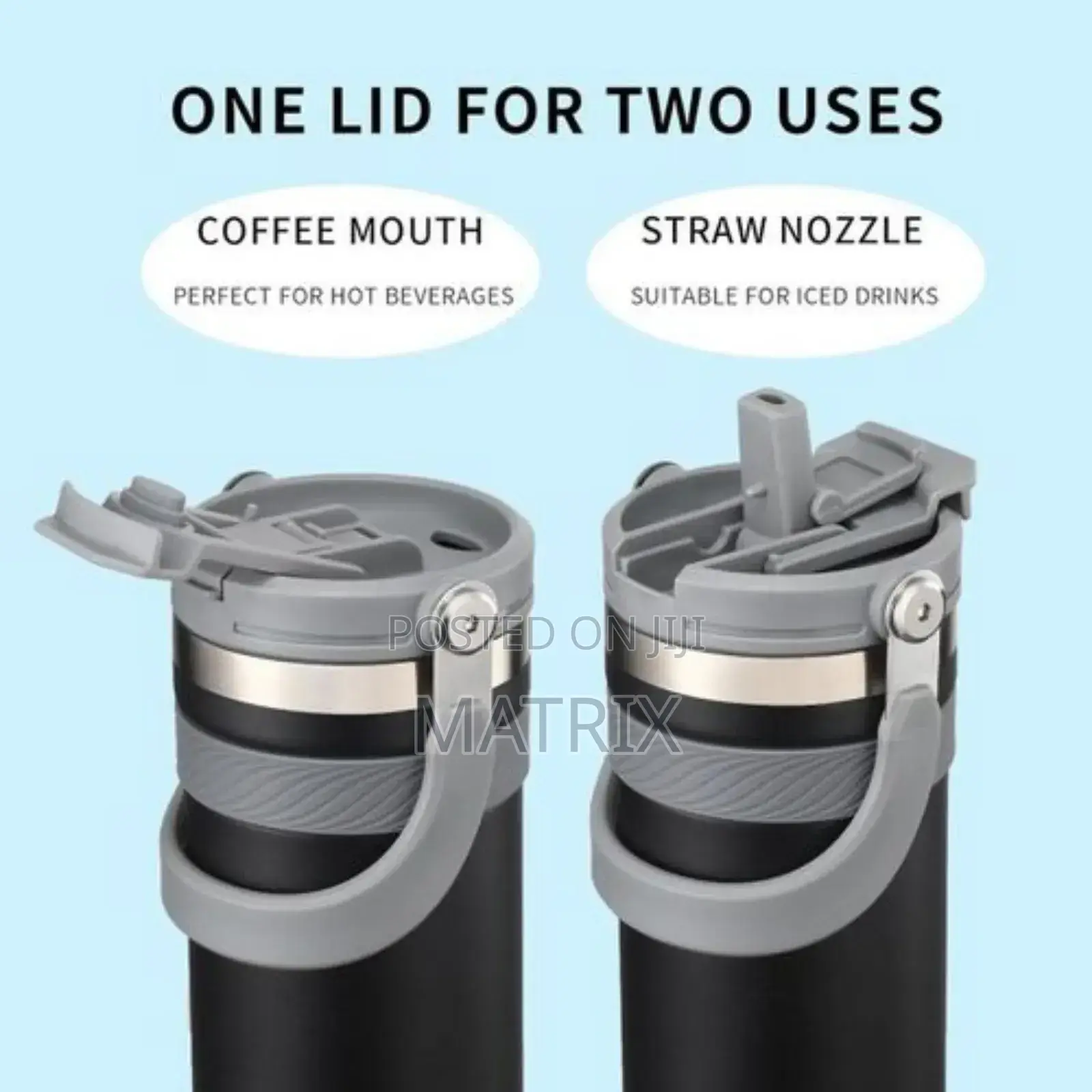 Travel Mug Tumbler With Straw Lid and Handle 550 Ml