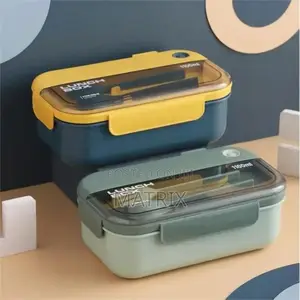 Lunch Box for Two Compartments With Spoon Fork