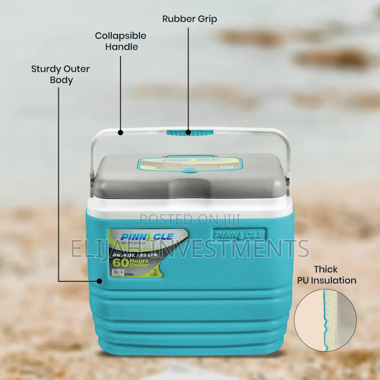 Pinnacle Insulated Water Cooler Ice Chiller Box 25l,Blue.