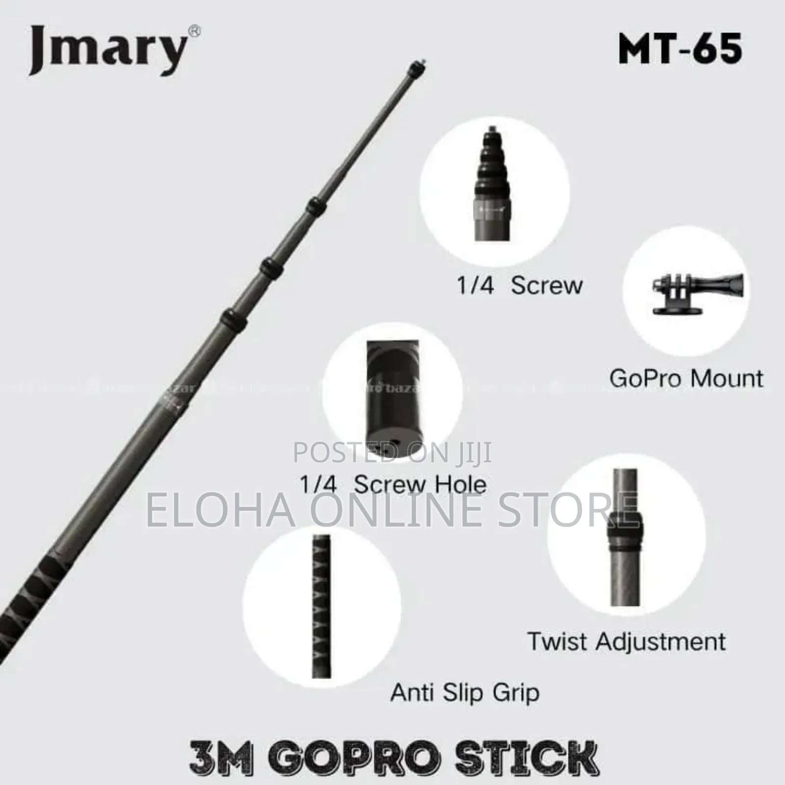 Jmary Mt-65 3meter Carbon Fiber Stick for Action Camera