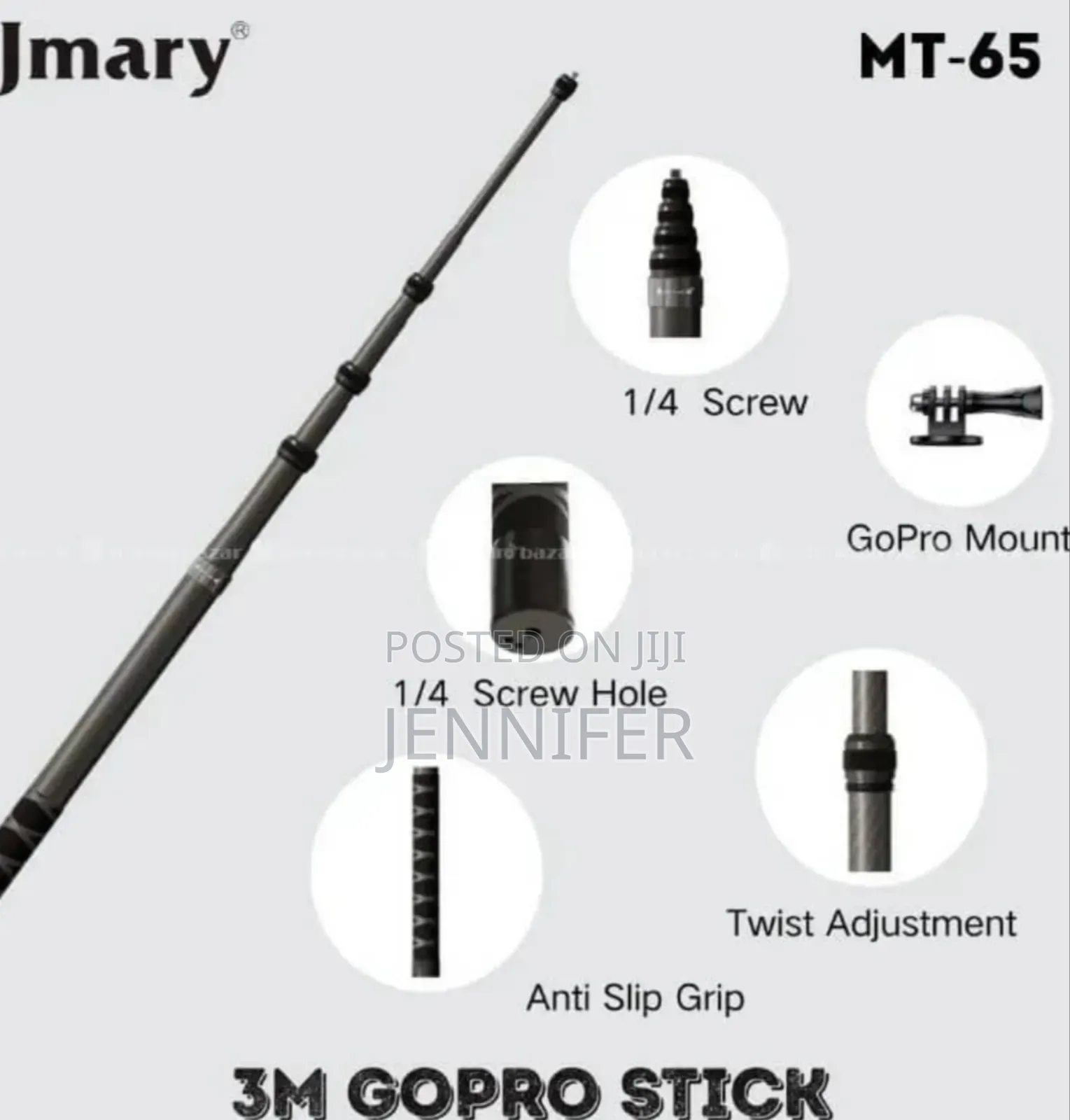 Jmary Mt-65 3meter Carbon Fiber Stick for Action Camera