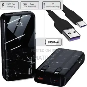 Power Bank 20000mah 3 in 1 Cables Pd 22.5w - Black