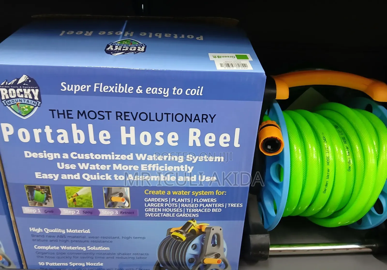 15meters Portable Hose Reel WTH 1⁄2" Hose Pipe Sprinkler