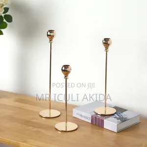 Photo - 3pc Gold Props Decorative Candle Candle Light Stick Holder