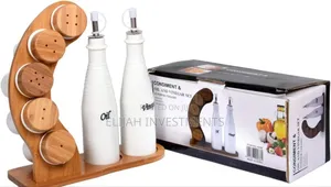 Set of 7 Cruets With Bamboo Rack