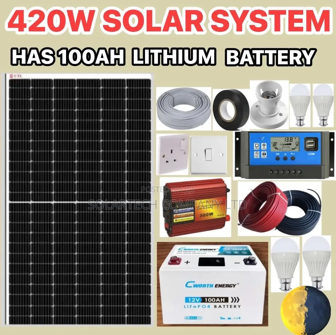 420w Solar Powered System Kit / Lithium Battery Storage