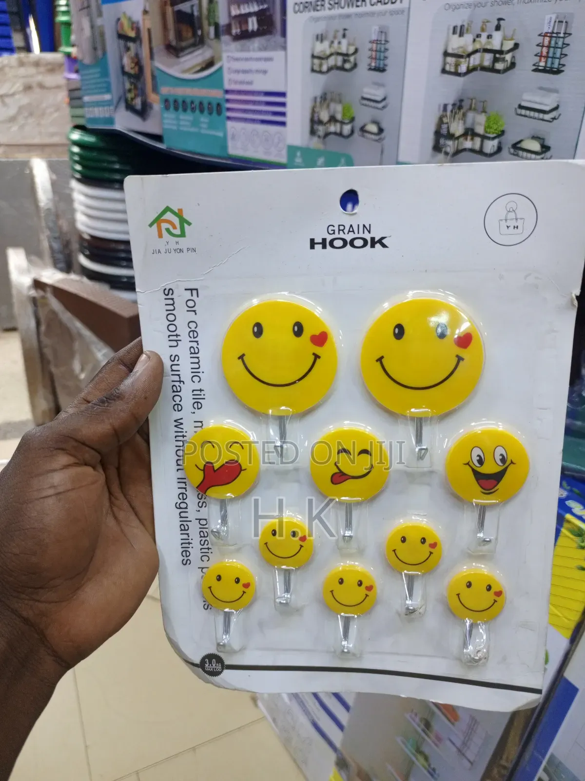 Self-Adhesive Smiley Face Hooks 10pcs