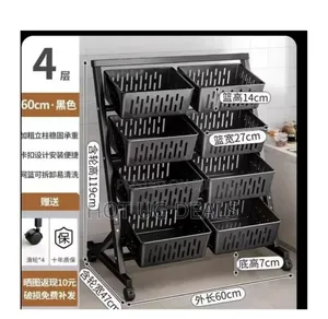 4-tier Kitchen Fruit Vegetable Mesh Storage Rack With Wheels