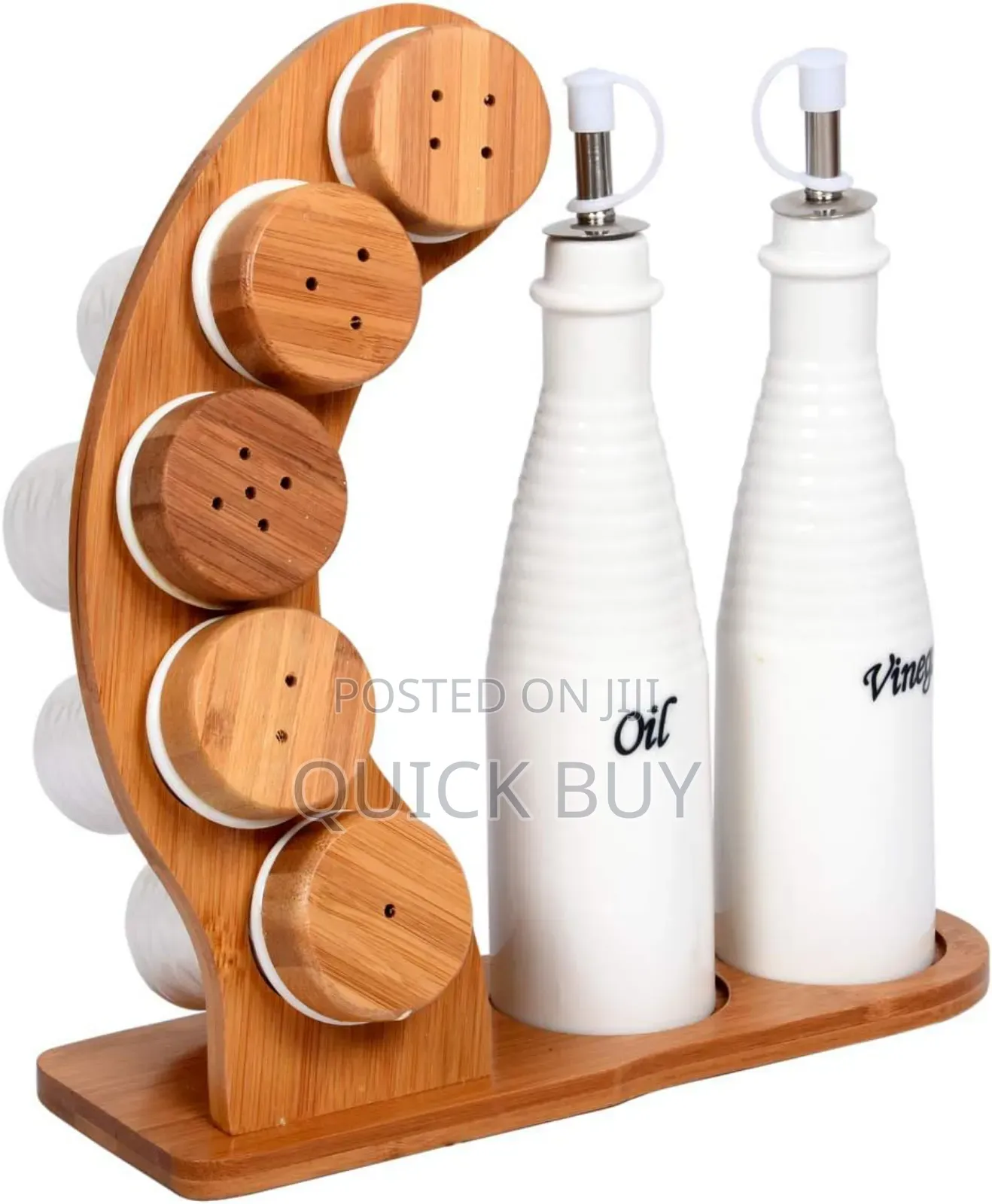 Set of 7 Cruets With Bamboo Rack