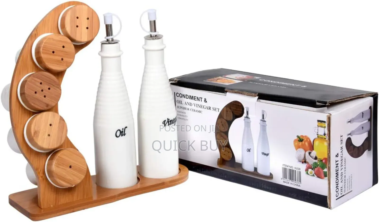 Set of 7 Cruets With Bamboo Rack