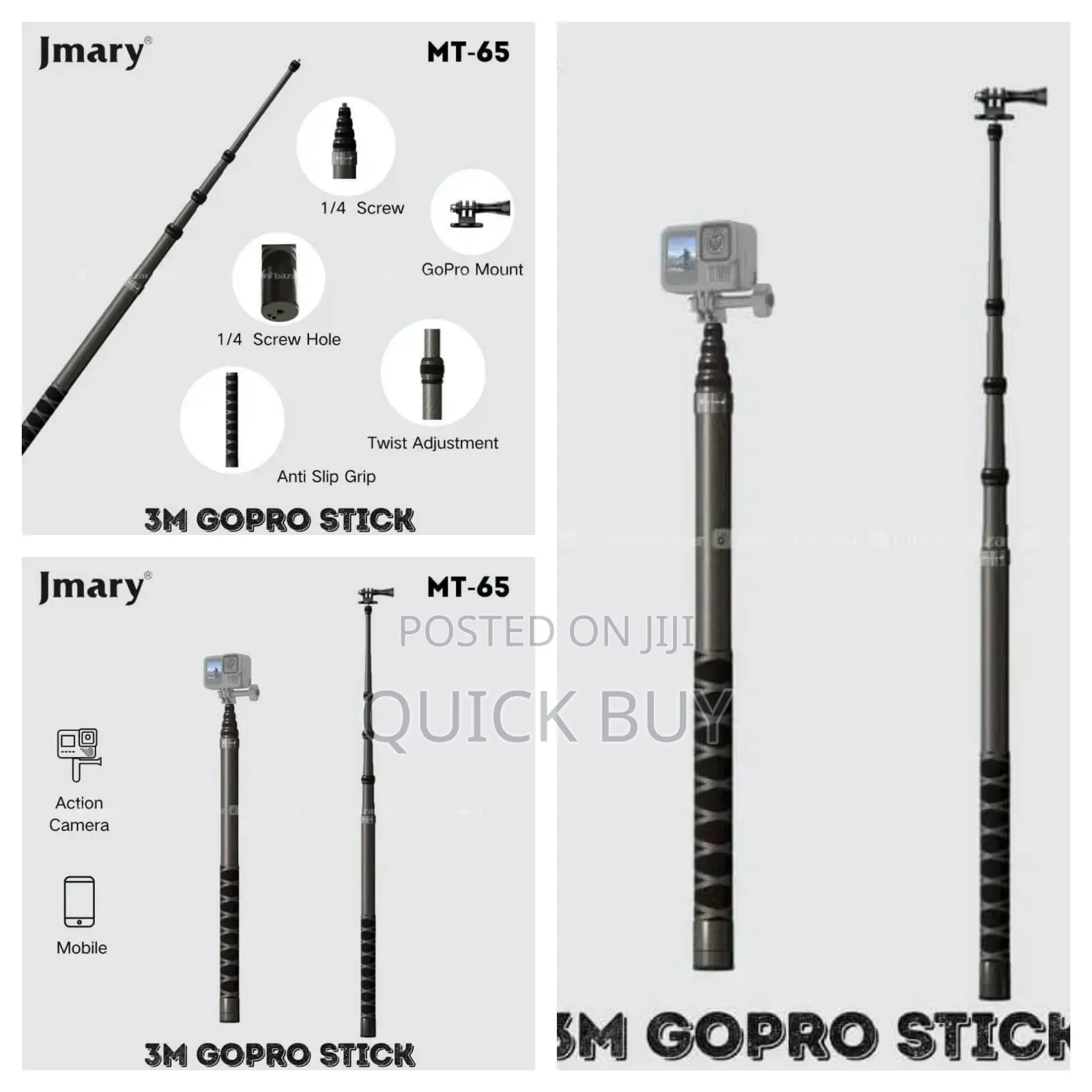 Jmary Mt-65 3meter Carbon Fiber Stick for Action Camera
