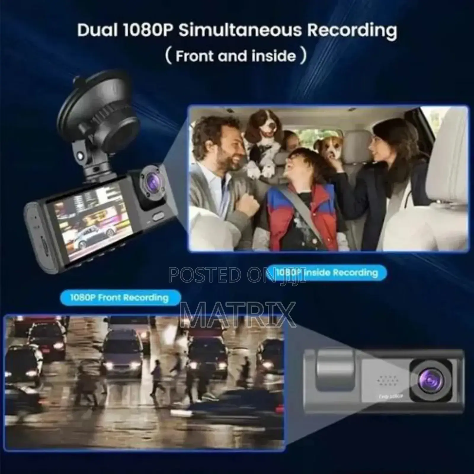 3 in 1 Lens Dash Cam for Car Front Rear With 32g Tf Card