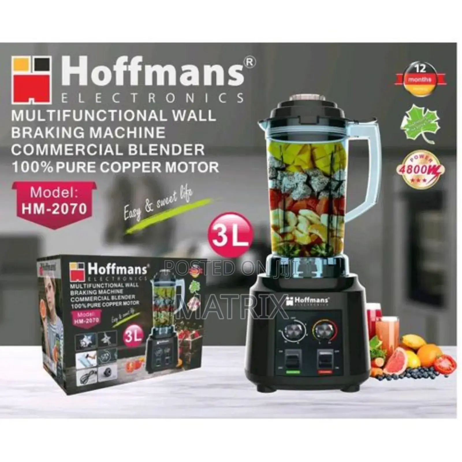 Hoffmans 3l Multifunctional Wall Non Braking Blender