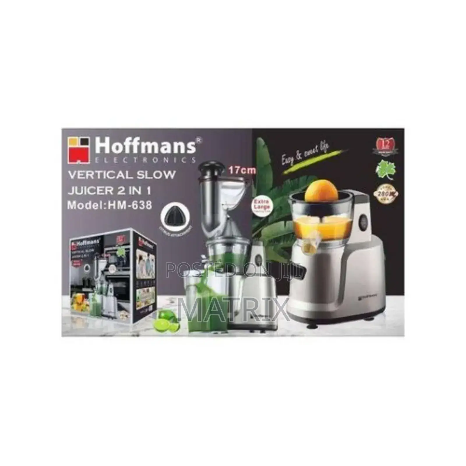 Hoffmans 2 in 1 Slow Juicer Filling Opening Two Filters