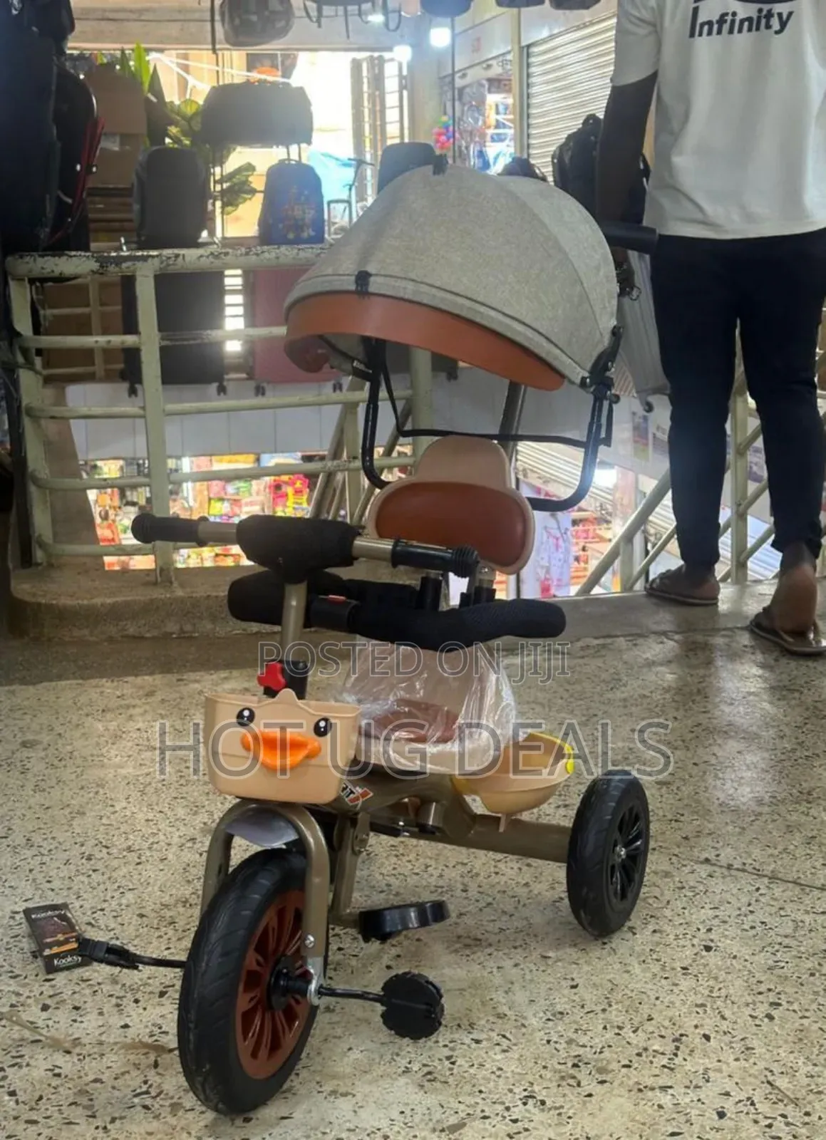 Kids Push Tricycle With Canopy( 1 To 4 Years) - Multicolor