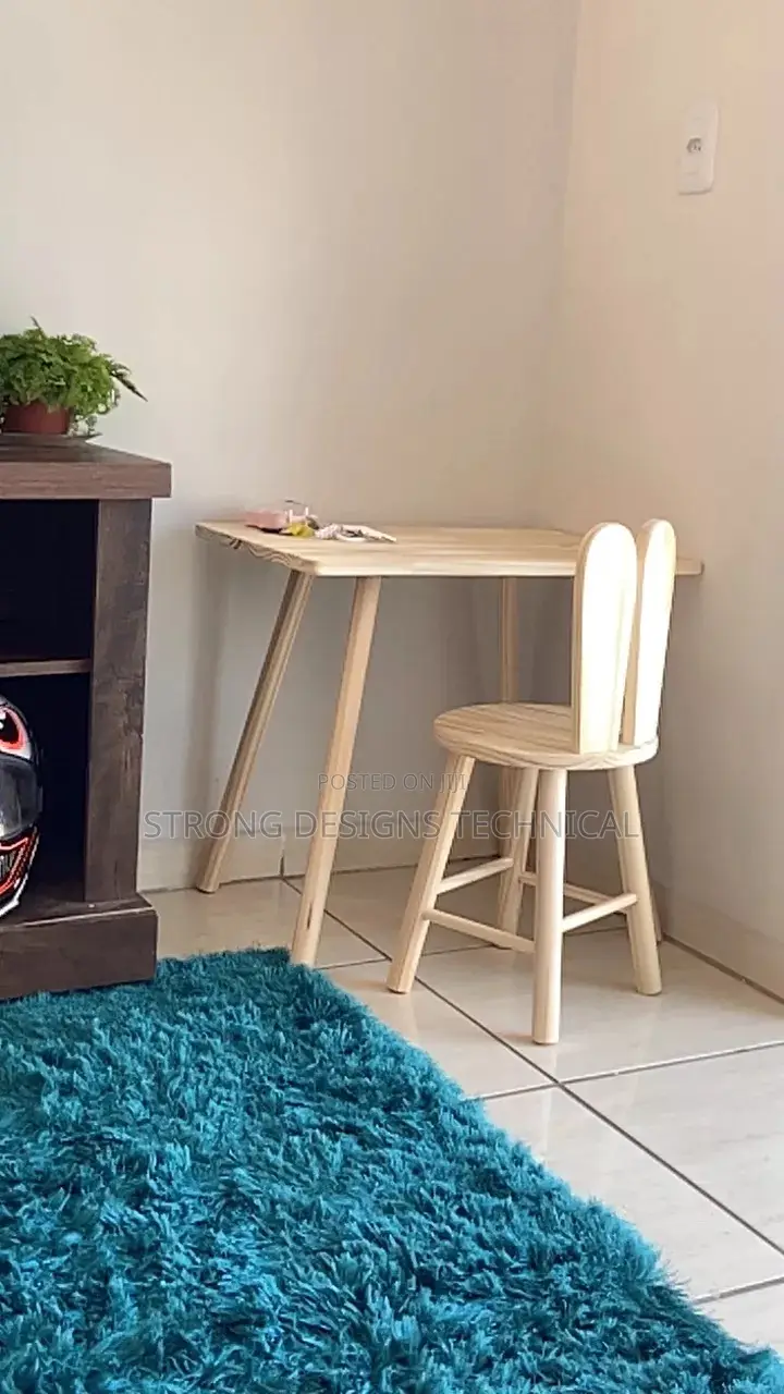 Wooden Children’S Table With a Chair.