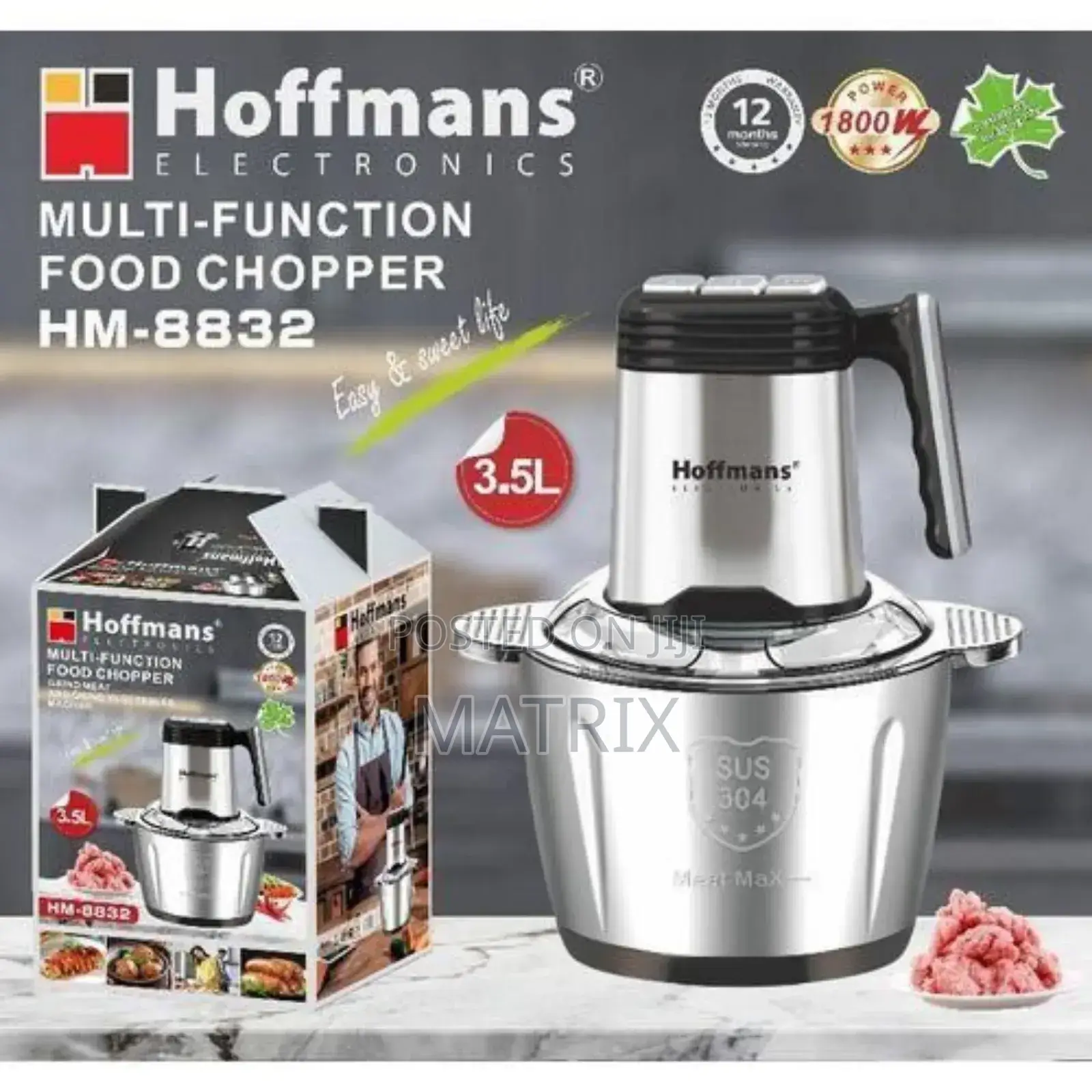 Hoffmans Multi-Function Food Chopper Hm-8832 - Silver
