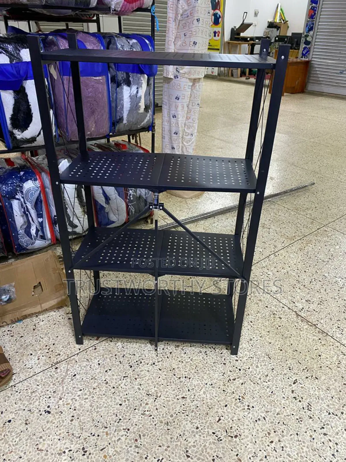 4 Layers Metallic Kitchen Rack - Foldable and Flexible