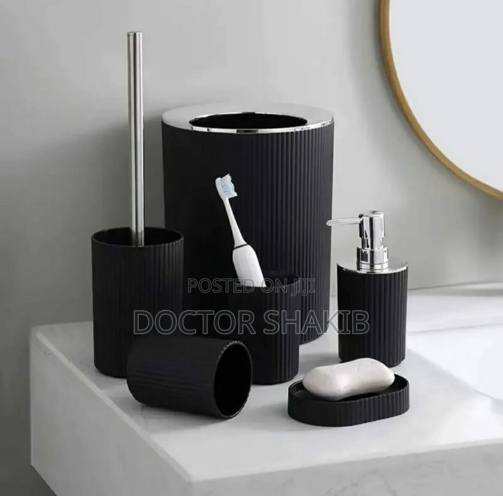 Luxurious Bathroom Accessories Set Black - 6pcs