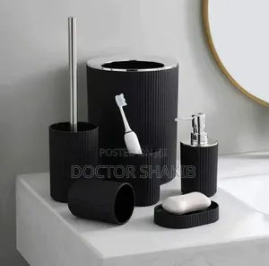 Luxurious Bathroom Accessories Set Black - 6pcs