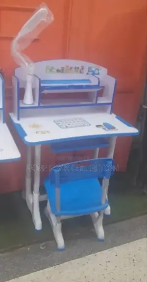 Kid's Reading Table With a Chair and Lamp