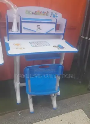 Kid's Reading Table With a Chair and Lamp