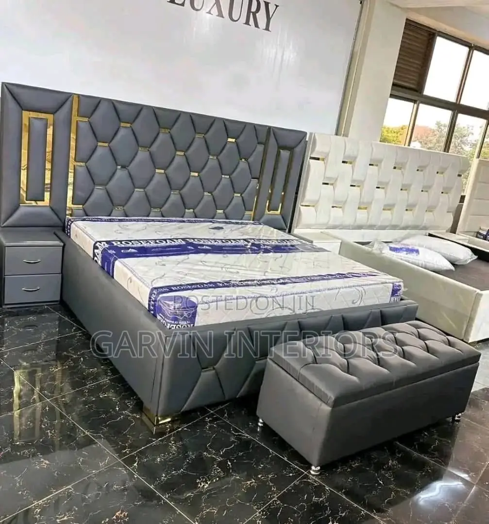 Dark Gray Geo Bed