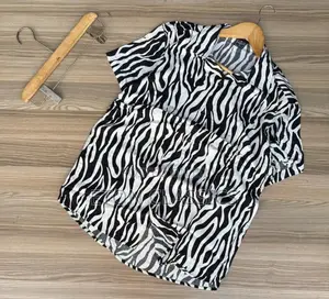 Photo - Men's Black White Print Beach Wear Short Sleeve Shirts