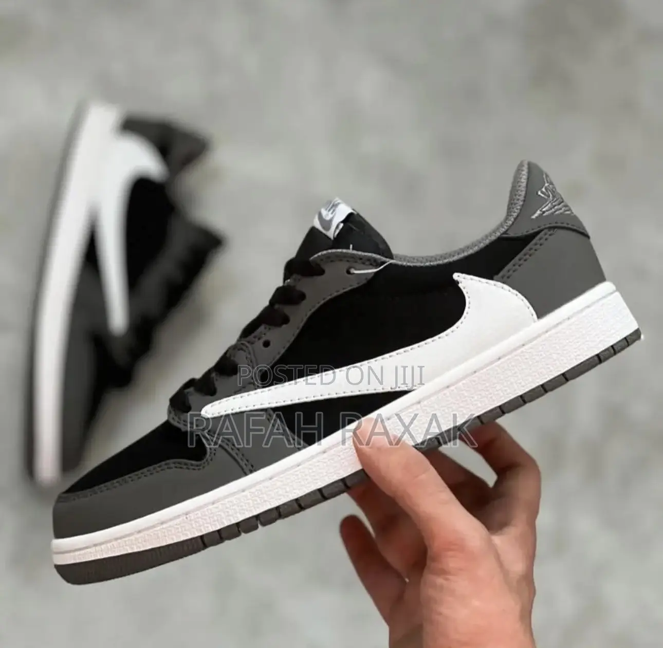 Grey/Black/White Nike Air Jordan 1 Low Retro Sneakers