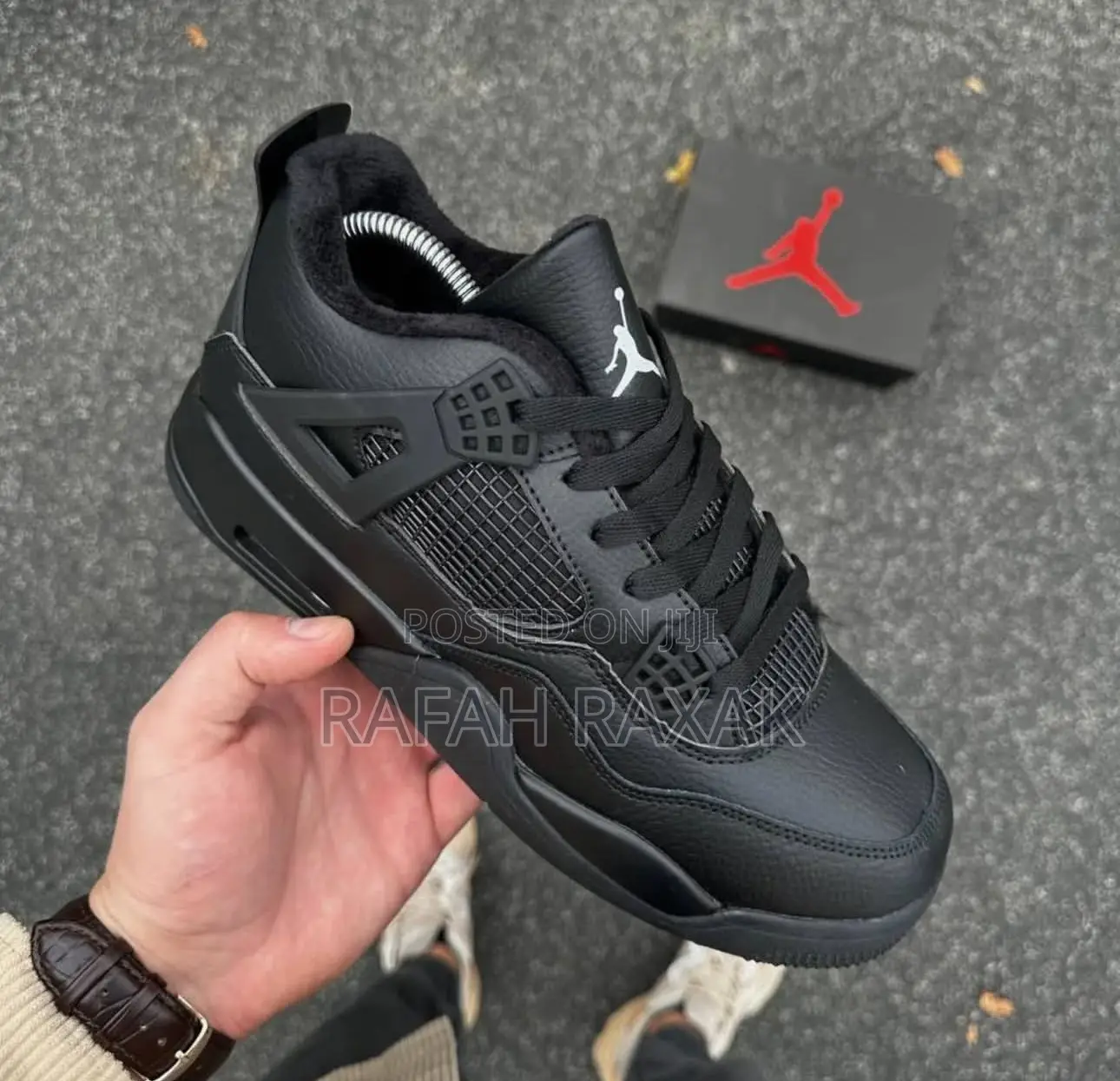 Men’S Original Leather Air Jordan 4 Retro Black Cat Sneaker