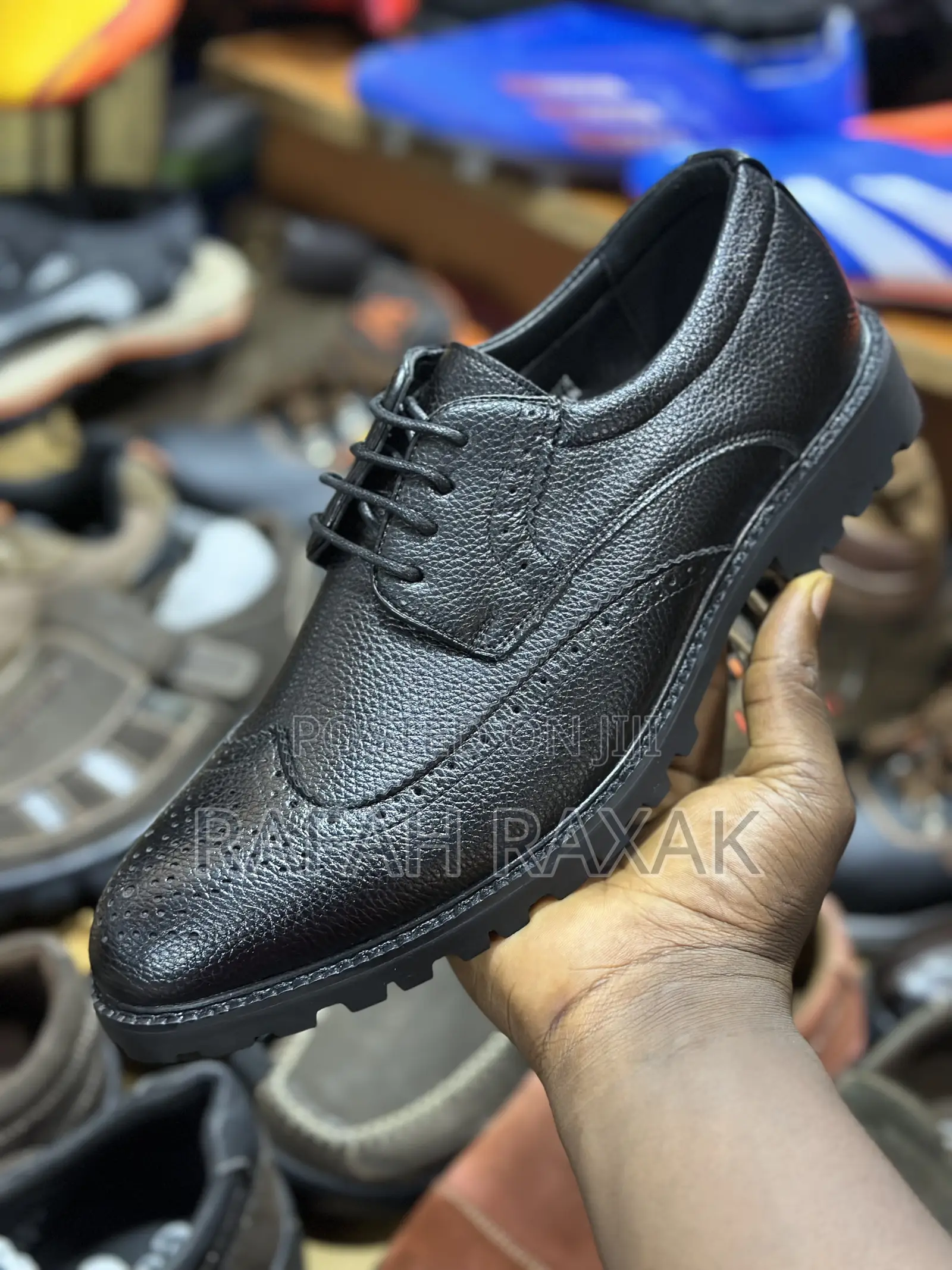 Men’S Black Rough Leather Oxford Shoes