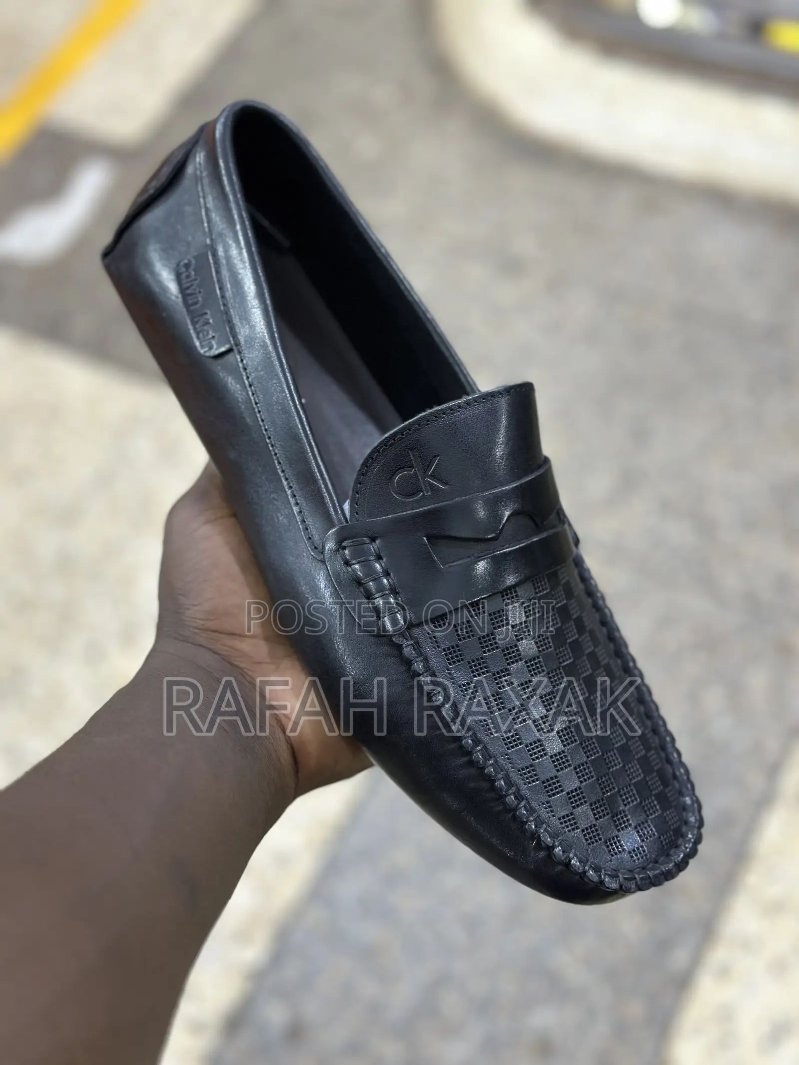 Men’S Black Super Classic Calvin Klein Leather Moccasins
