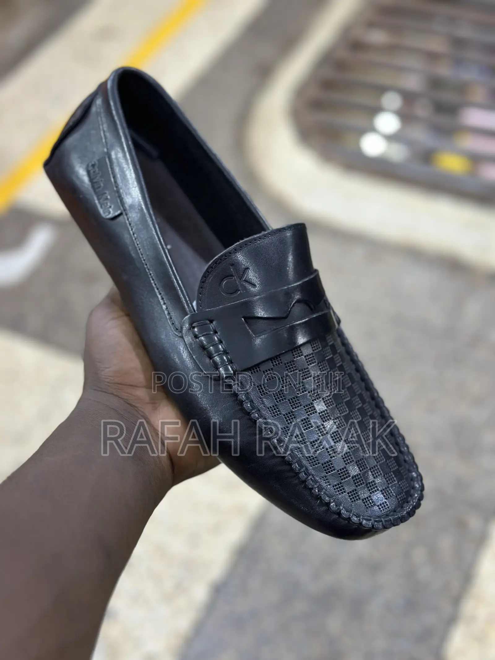 Men’S Black Super Classic Calvin Klein Leather Moccasins